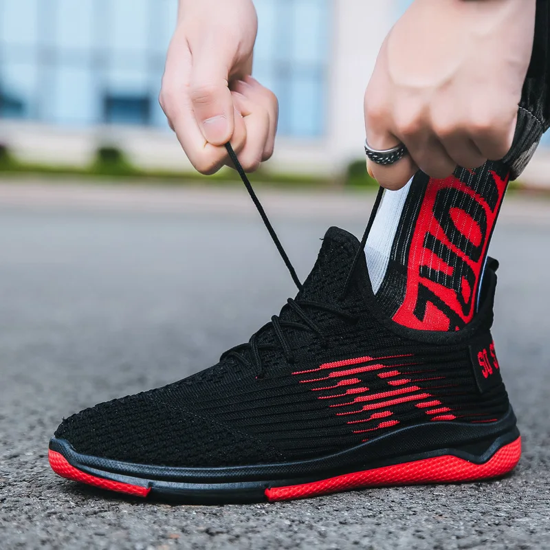 

Hot Selling Comfortable Casual Shoes 2019 New Style Trend Spring Summer Lace-up Running Mesh Breathable Men Fly Woven MEN'S SHOE