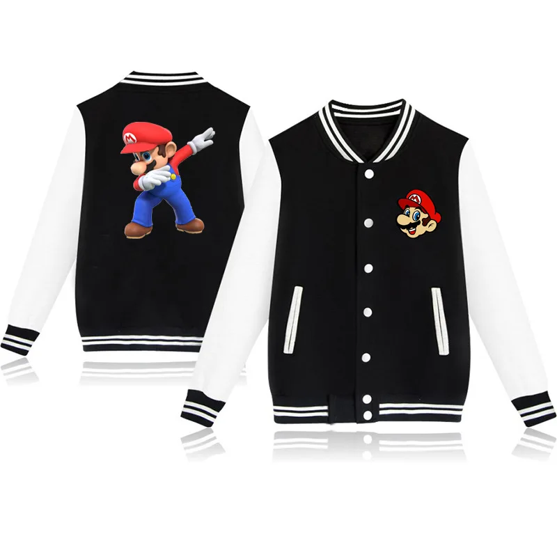 Высококачественная бейсбольная куртка с рисунком Марио для мальчиков и девочек, бейсбольная форма с длинными рукавами, верхняя одежда Бомбер, куртка, бейсбольные куртки - Цвет: 004