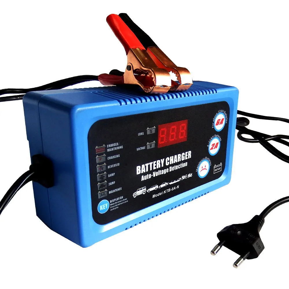  6V 12V Smart Car Automotive Battery Charger Automatic 2A 6A Rechargeable Lead Acid Power Charging T