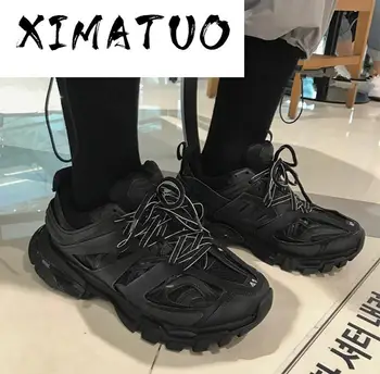 

Fashion vintage Men chunky sneakers Hip Hop Casual Shoes Lace Up Thick Platform Flats Street Dancing Shoes tenis zapatos hombre