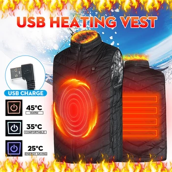 

Men Women Outdoor USB Graphene charging Heating Vest Jacket Winter Flexible Electric Thermal Clothing Waistcoat Fishing Hiking