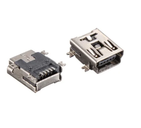 

1000pcs/tape & Reel Mini USB Connector 2.0 B F 5 Pin receptacle Female right angle SMD /SMT Mount reflow solderable Board guide