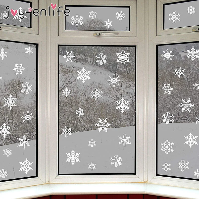 27pcs/lot White Snowflake Sticker Decoration Glass Window Kids Room Christmas Wall Stickers Home Decals Decoration New Year 2020