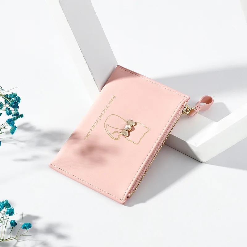 YIZHONG простой модный кошелек с изображением кошки кожаный мини-браслет-Кошелек для женщин держатель для карт карман для монет Кошельки тонкая монета детская сумочка для девочек