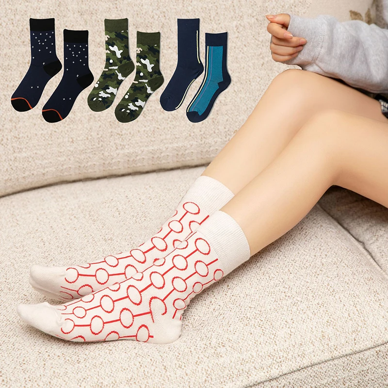 Высококачественные носки унисекс с геометрическими полосками и кругами камуфляжной расцветки, хипстерские носки для скейтборда, носки с персонажами Галактики, пары со звездами
