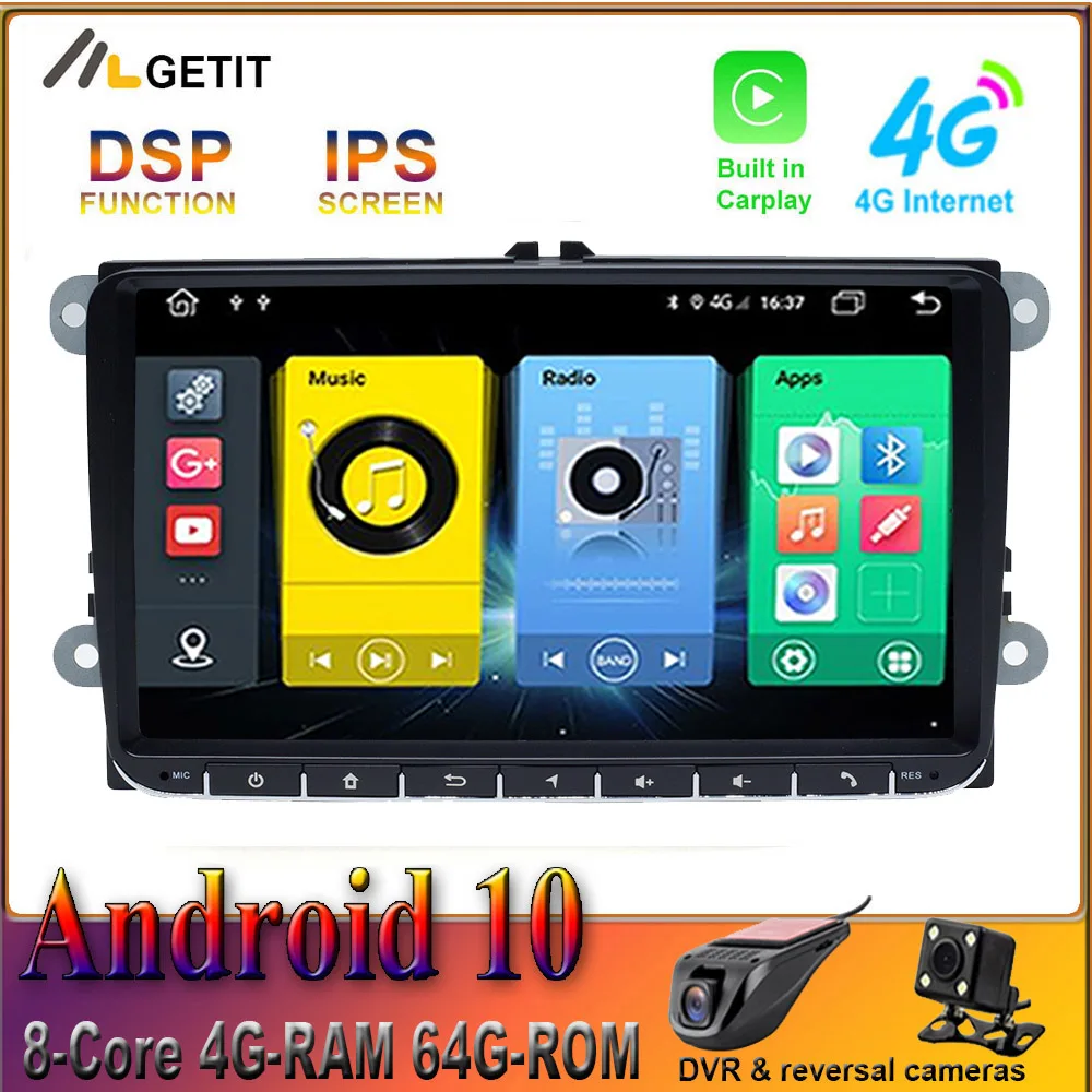 DSP CARPLAY Android 10 для VW/Golf/Polo/Tiguan/Passat/b7/b6/leon/Skoda/Octavia автомобильный стерео радио GPS