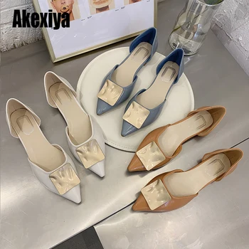 

Woman Flats New hot Flat Boat Shoes Summer Shallow Pointed Toe Casual Shoes Metal decoration Comfortable Flats Women Shoes s451