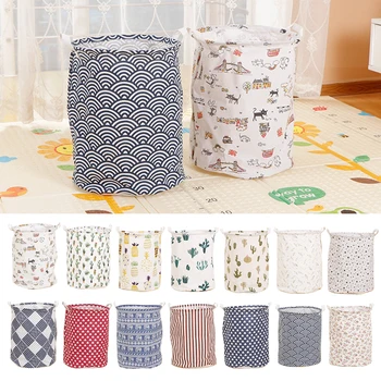 

Collapsible Cotton Cloth Large Folding Laundry Basket Toy Storage Box Bag Bucket Washing Dirty Clothes Organizer With Bin Handle
