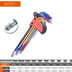 Premium Hex Key Wrench Set - 9-Piece Long Arm Allen Spanners for Versatile Bicycle Repair and Maintenance (HEX KEY SET SHORT)
