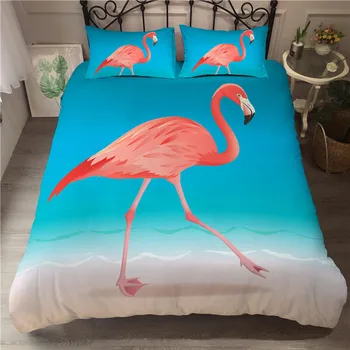 

ZEIMON Animal Print 3D Bedding Set 3pcs Flamingo Bedclothes Duvet-Quilt Cover Pillowcase Bed Set For Adults Home Textiles