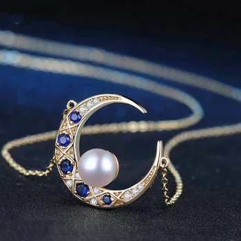 

SHDEDE 100% Natural Freshwater Pearl Jewelry 925 Sterling Silver Jewelry Light Yellow Gold Color Pendant Necklace wedding gifts