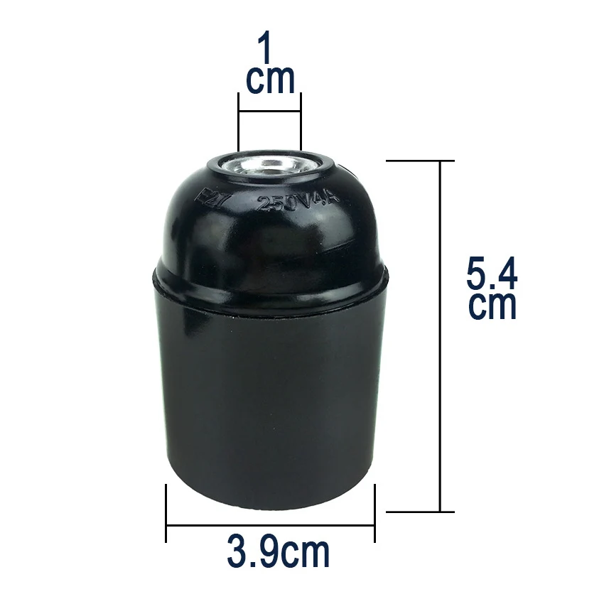 1pcs Black 4A CE Aluminum Bakelite Self-locking E27 Screw Lampholder Energy Save Chandelier Led Bulb Socket Vintage Light Base