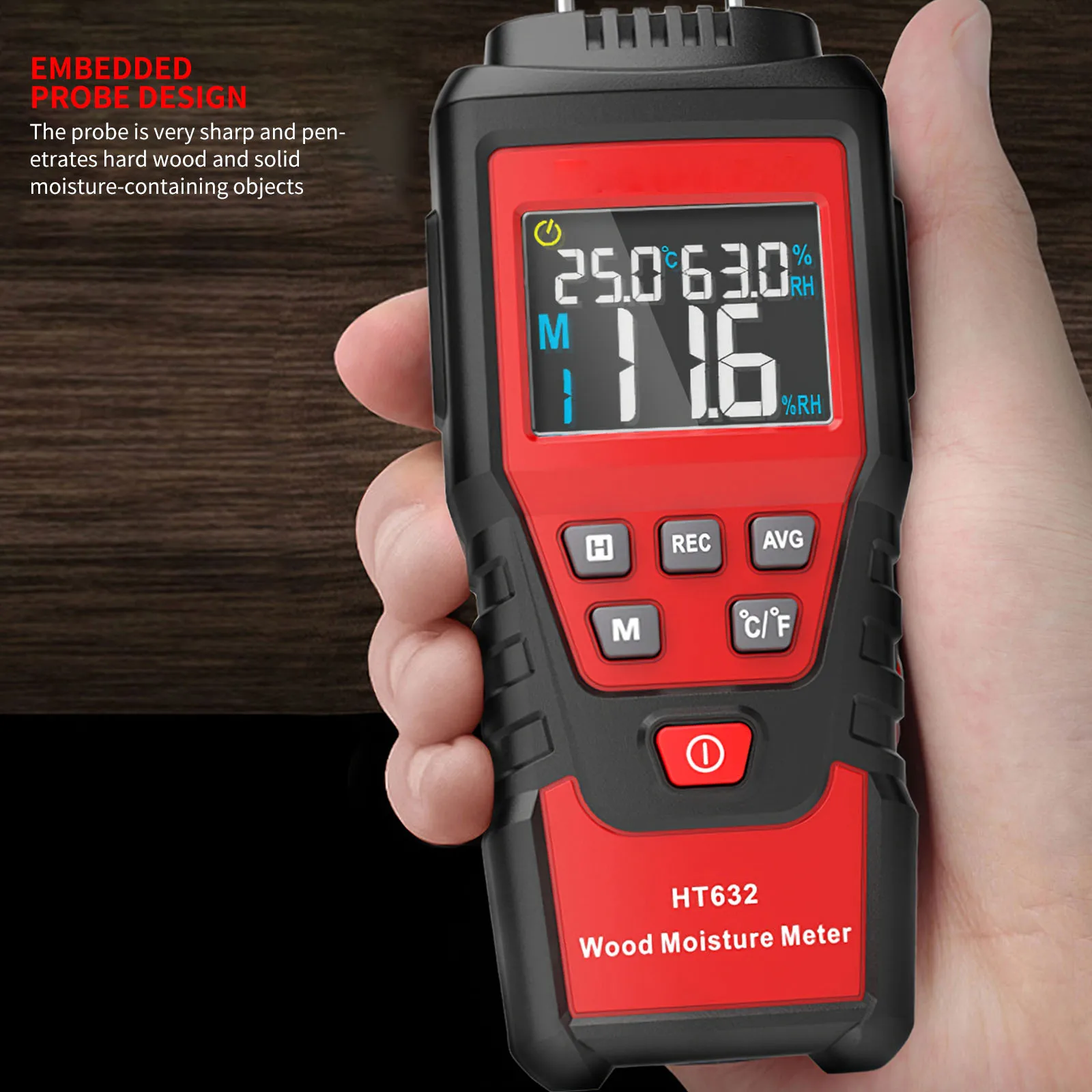 Hygrometer Moisture Meter Battery Powered Digital Wood Moisture Meter