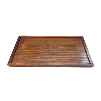 

Wooden serving tray tea dishes plate- Brown, 22x15x2cm