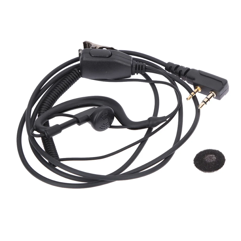 BAOFENG UV5R/KENWOOD/HYT용 이어피스 헤드셋 PTT MIC 1m 이어 후크 워키토키 이어버드 인터폰 이어폰, 2 핀, 1-3PCs