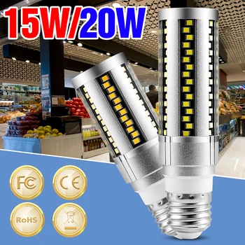 

15W 20W Corn Light LED Candle Lamp 220V High Brightness Smart Ic Bulb LED Lampe E27 Chandelier Warehouse Gym 240V Bright Lights