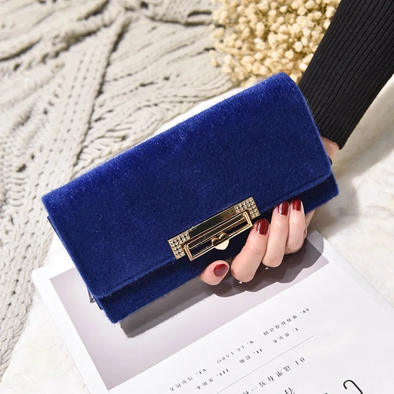 

2019 New Style Gold Velvet Furry Square Sling Bag Heart Metal Lock Catch One-Shoulder Oblique WOMEN'S Bag