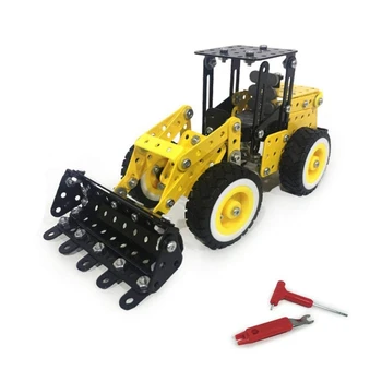 

332PCS DIY Assembled Excavator Model Stainless Steel Lorry Loader Assembly Building Blocks Toys Gift for Children