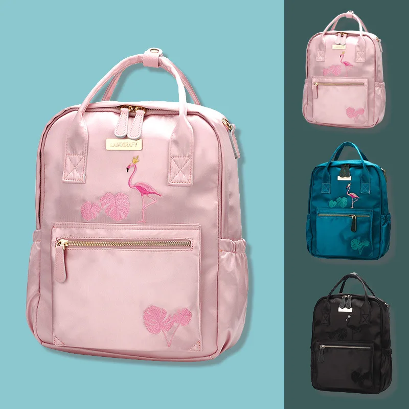 

Flamingo Backpack female 2019 new fashion wild student bag multi-function large capacity leisure travel Pearlescent Fabric back
