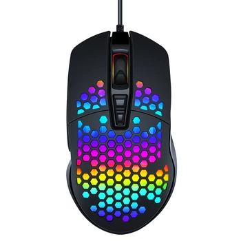 

7 Button Honeycomb Shell Home Office For Computer RGB LED Ergonomic Smooth Glide Lightweight Wired Gaming Mouse Optical Sensor