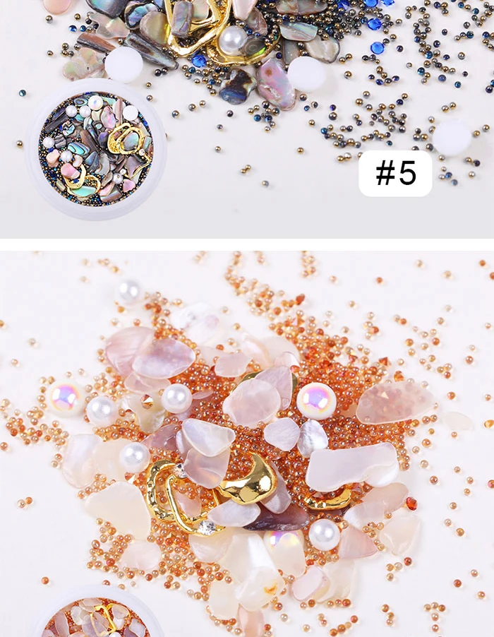 Mixed-size 3D Nail Art Decoration Nail Beads Nail Rhinestones Summer Ocean Theme Irregular Design Nail Accessories