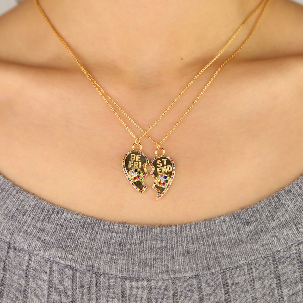2021 подарок для лучшего друга двойной колье в виде очертаний сердца детской