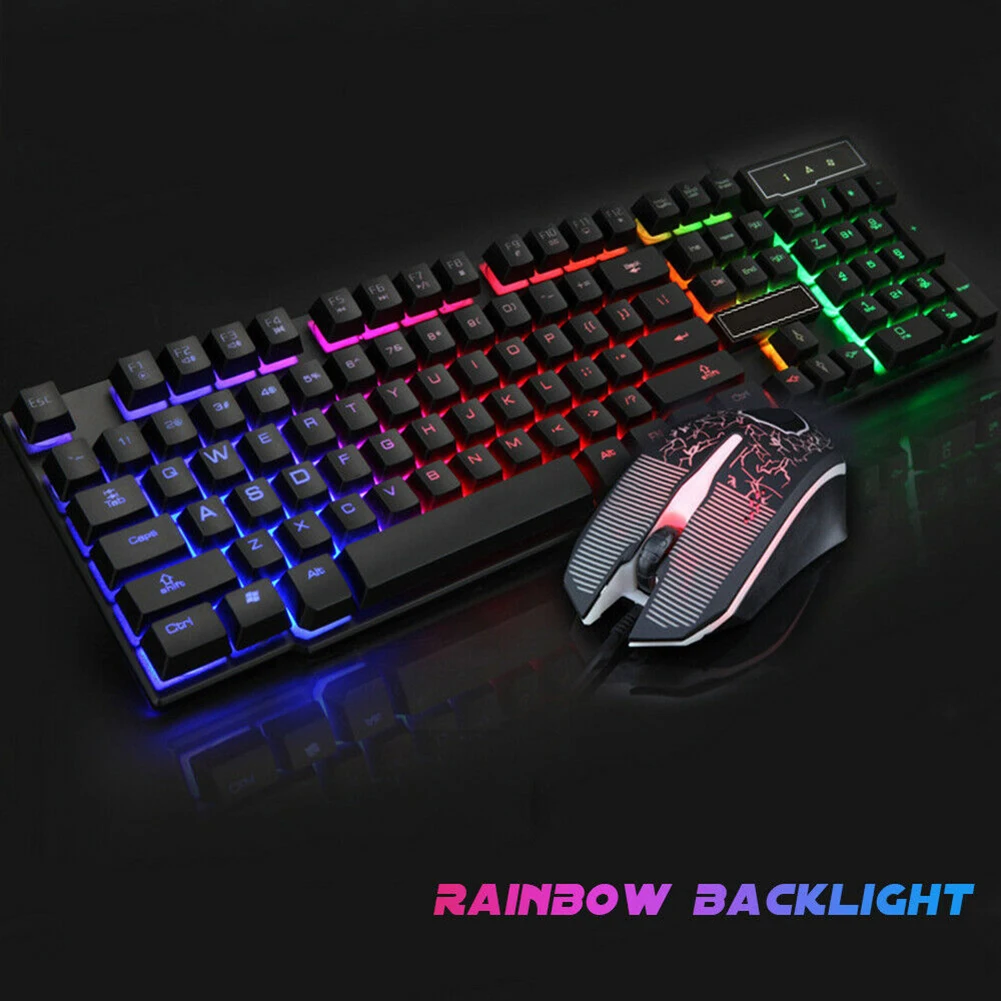 

104 Keys Keyboard Mouse Set Desktop Laptop Computer Glowing Game Mechanical Feeling Wired Usb LED Gaming Keyboard Mouses Set