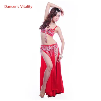 

NEW! hand made belly dance costumes senior colors bead bra top+tassel beads belt 2pcs belly dance suit for women belly dance set
