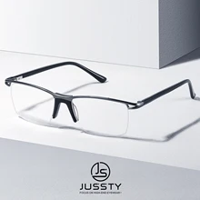 Semi Rimless optyczne okulary na receptę mężczyźni wieloogniskowe progresywne okulary męskie dwuogniskowe krótkowzroczność nadwzroczność okulary przezroczyste soczewki tanie i dobre opinie JUSSTY Cr-39 STOP CN (pochodzenie) 4148