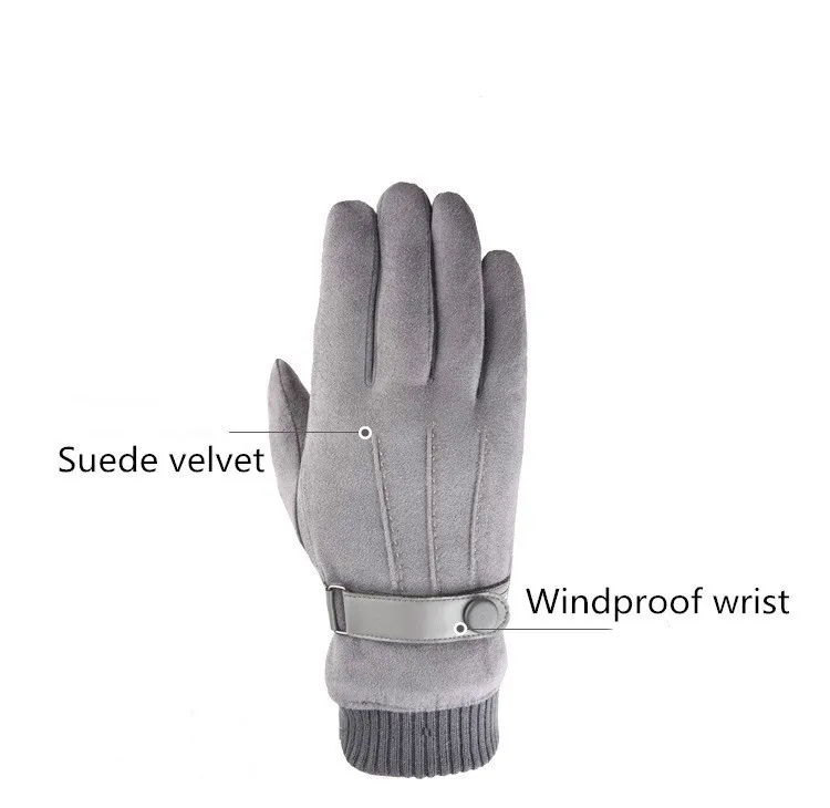 Мужские зимние перчатки с сенсорным экраном для езды на открытом воздухе, ветрозащитные женские толстые перчатки на полный палец, теплые замшевые бархатные рукавички, перчатки для катания на лыжах G007