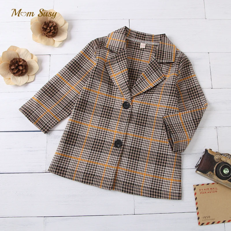

Baby Girl Jacket Plaid Infant Toddle Suit Blazer Jacket Spring Autumn Summer Coat Baby Outwear Clothes 1-6Y