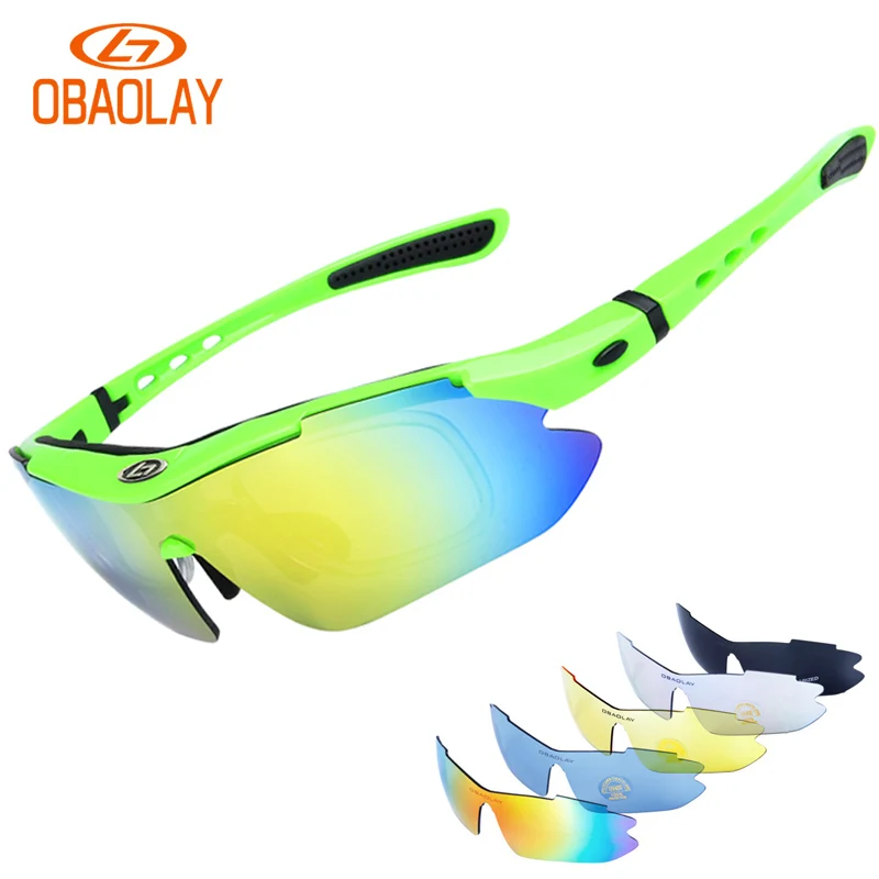 

OBAOLAY 5 Lens UV400 Polarized Outdoor Sunglasses Sports Men Women Bike Bicycle Cycling Glasses Eyewear MTB Sport Goggles