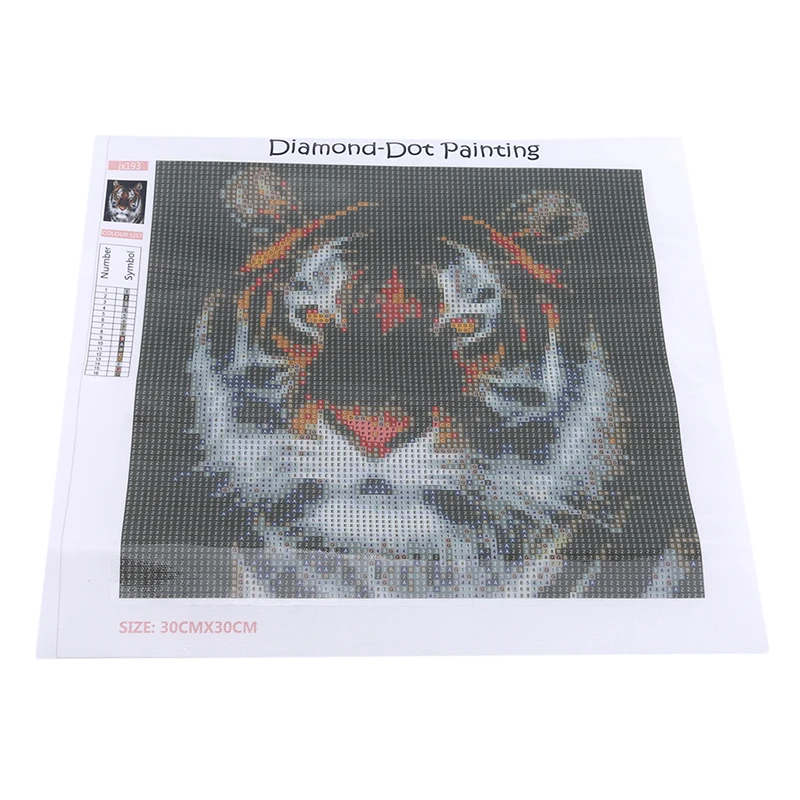 Picture Color New 5D Diamond Painting Realistic Animal Series Tiger Stick Drill Cross Stitch Decorative Painting Full Drill - Цвет: Белый