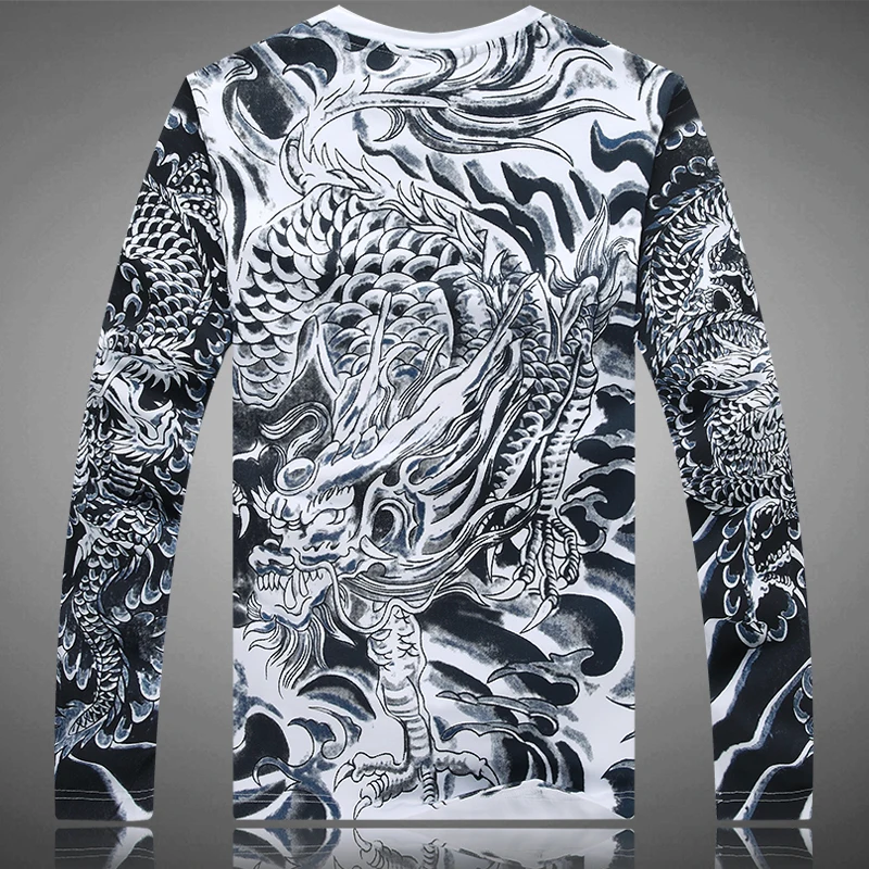 Pattern Sleeve Shirt Men | Dragon Print Long Sleeve Shirt Printing - Aliexpress