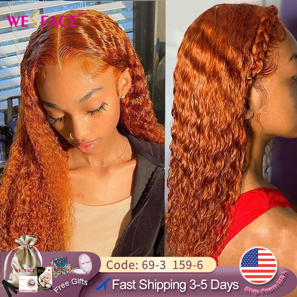 Orange Human Hair Wig Ginger Colored Human Hair Wigs Curly Deep 350 Colored T Part Lace Wig Human Hair Wigs Brazilian Preplucked|Lace Front Wigs| -...