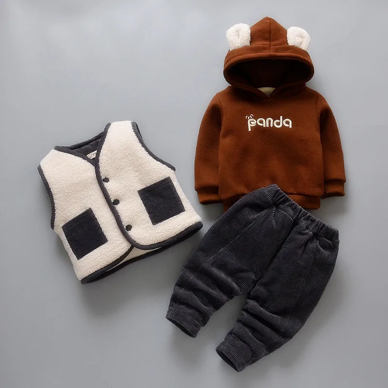 

Male Winter Small CHILDREN'S Set Baby New Style Korean-style BOY'S Winter Handsome 3-Piece Casual Thick Three-piece Set Fashion