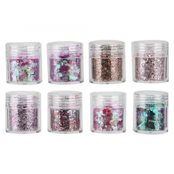 

8pcs / set Colorful Nail Sequins Glitter Powder Manicure Decoration DIY Nail Art Sequins Nail Glitter