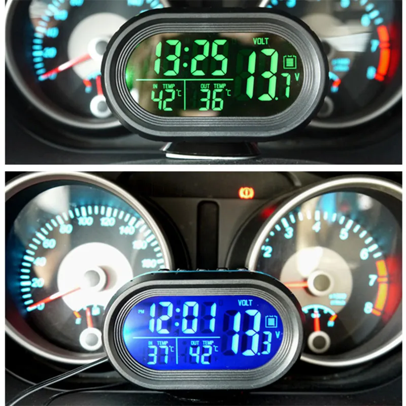 Автомобильные часы, термометр для автомобиля, электронный измеритель, цифровые часы, вольтметр, автомобильные часы-наклейка, аксессуары для автомобиля