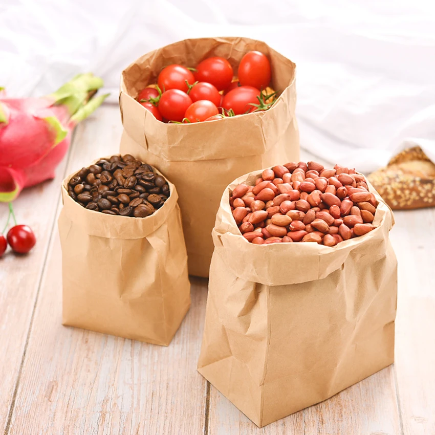Коричневые сумки пекарни/крафт Бумага для печенья хлеба сушеные продукты &amp