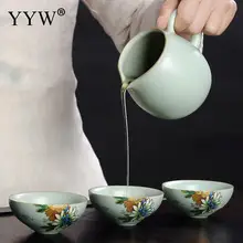 Китайский стиль небесно-голубые керамические чайные чашки цветочный узор фарфорная чашка для чая путешествия чайная чаша керамика чайная церемония чайные наборы