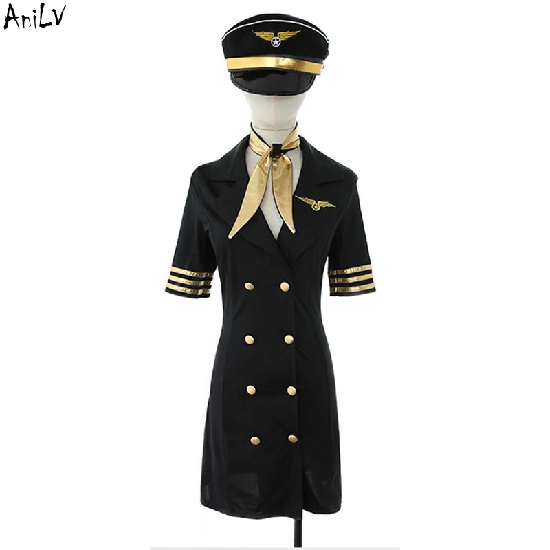 Anilv Women Pilot Flight Attendant Dress Uniform Temptation Lingerie 