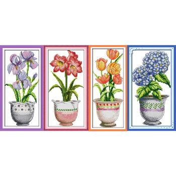 

Joy Sunday beautiful vase Counted Cross Stitch 11CT 14CT Cross Stitch Set Wholesale flower Kit Embroidery Needlework gifts