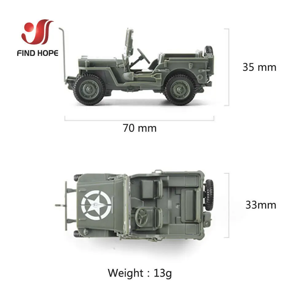 1/48 US Willys Jeep złożyć Model WW2 GP pojazd wojskowy
