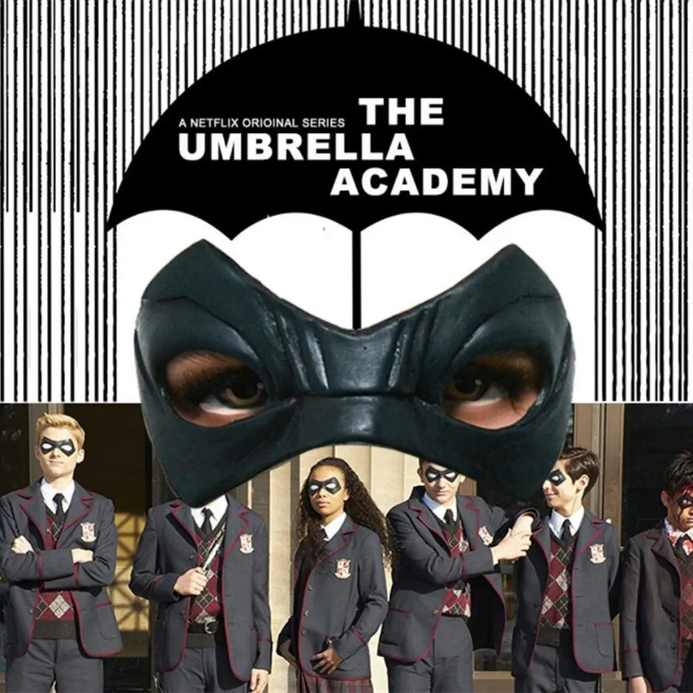 

The Umbrella Academy Latex Mask Black Eye Mask Prom Party Props