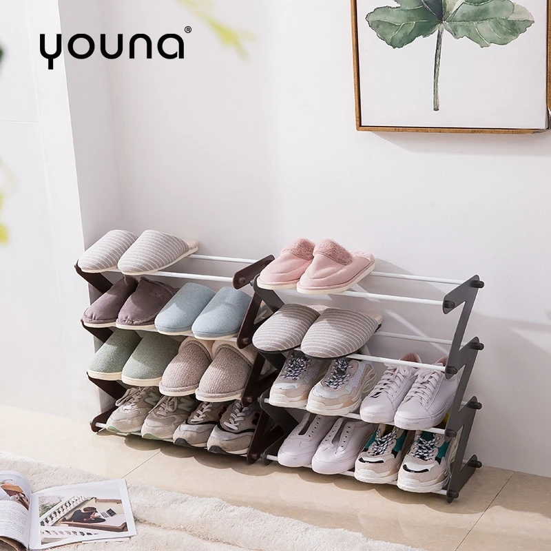 

Shoe Rack, Simple Stainless Steel Assembled Multi-Layer Shoe Rack Non-Woven Storage Rack Dormitory And Daily Necessities