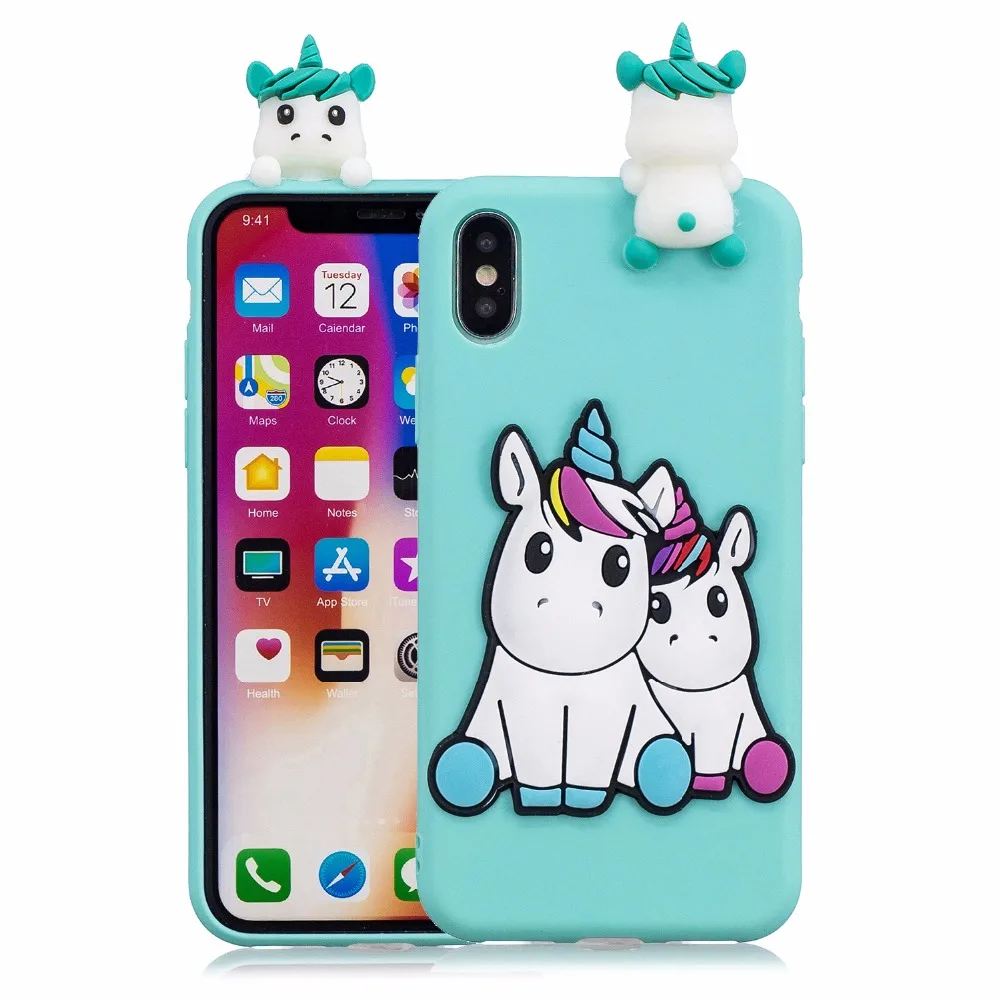 3D Мягкий Силиконовый ТПУ чехол для iPhone 7 8 Plus с милым рисунком мультяшный 11 X XS Max XR 6