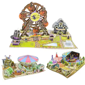 

DIY Building 3D Circus Carousel Ferris Wheel Model Puzzle Education Kids Toy New