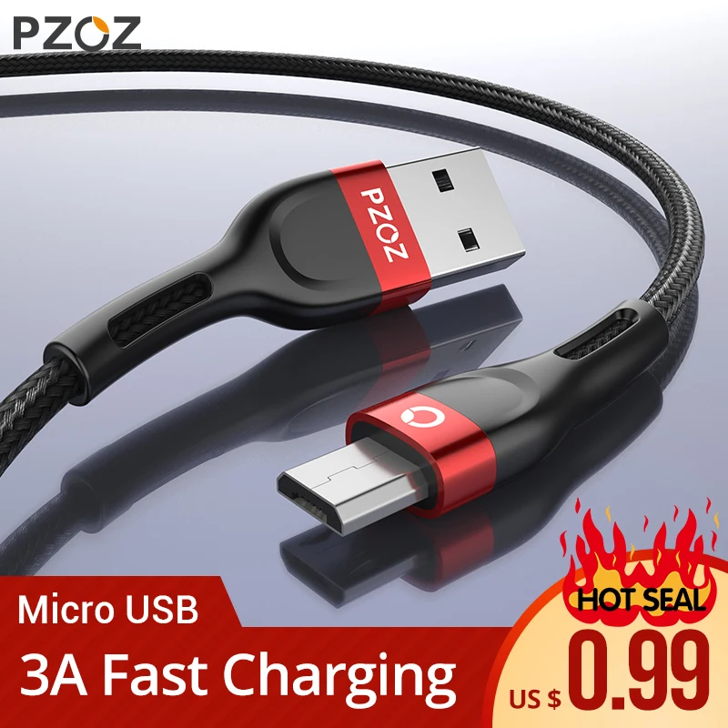 PZOZ Micro USB Cable Fast Charging 3A Microusb Cord For Samsung S7 Xiaomi Redmi Note 5 Pro Android Phone cable Micro usb charger|Mobile Phone Cables| - AliExpress