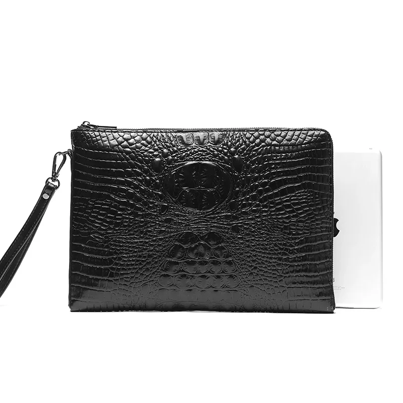 new Korean men's handbags fashion leather street new crocodile pattern clutch bag