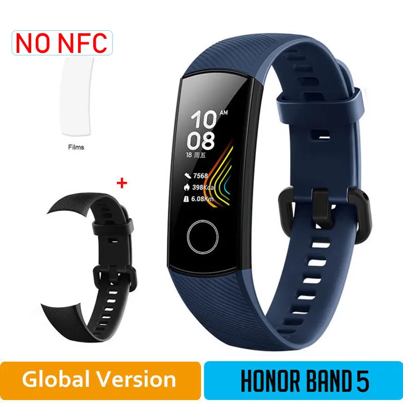 HONOR Band 5 NFC браслет умный кислород крови несколько циферблатов активности пульсометр фитнес трекер сна шагомер глобальная версия - Цвет: GLBlue5moB